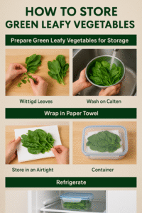 how to store green leafy vegetables